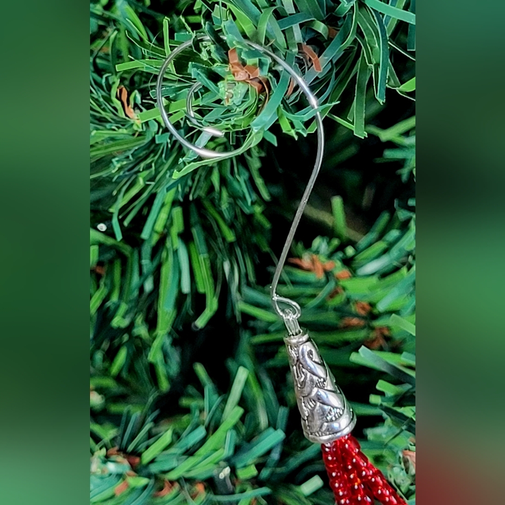 Large Dark Red Christmas Tree Glass Beaded Swag